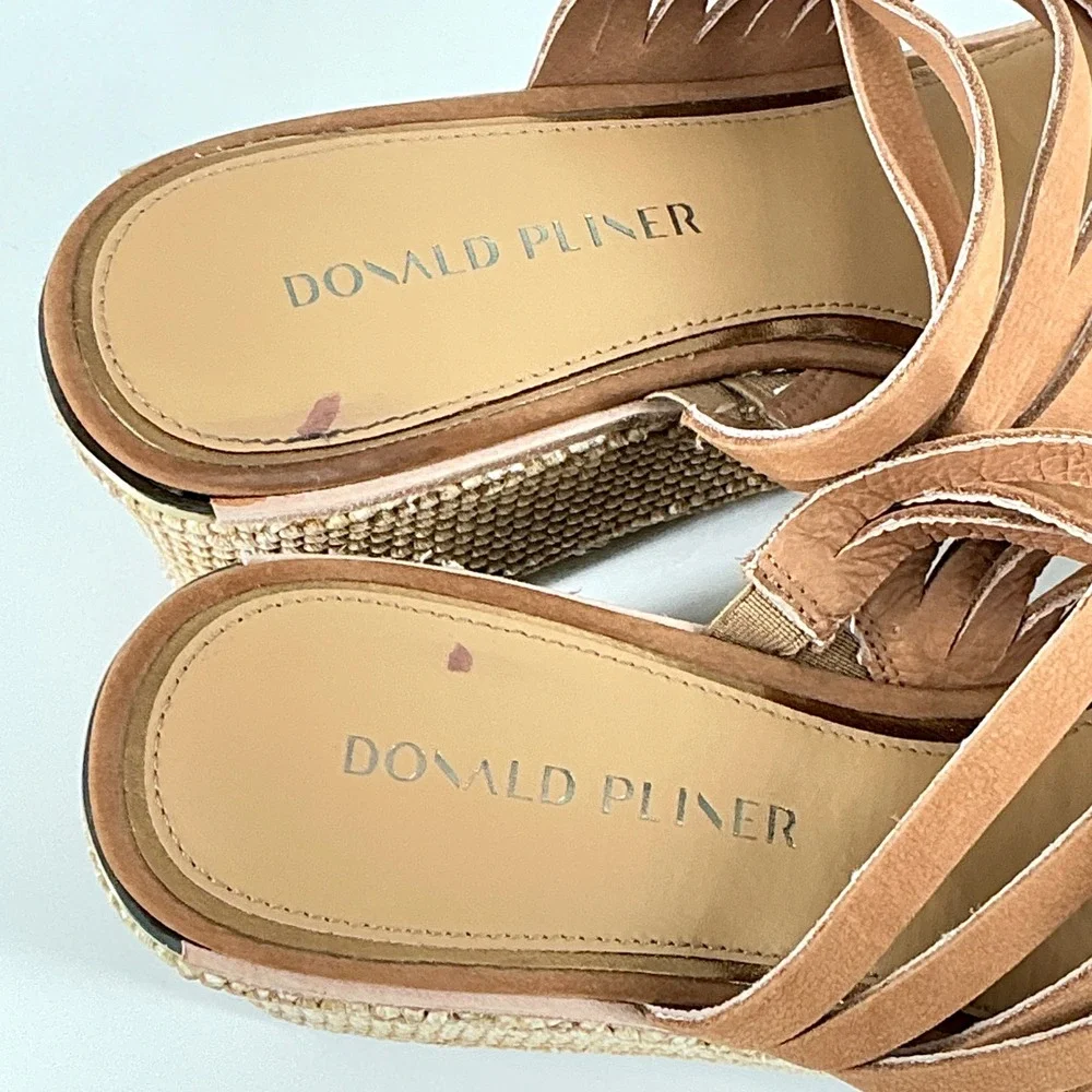 Donald Pliner Size 8.5 Tan Suede‎ Strappy Raffia Wedge Sandals NEW Ithaca $228